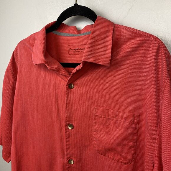 Tommy Bahama Hawaiian Shirt Mens Large L Red 100% Pure Silk Button Vacation - Picture 2 of 10